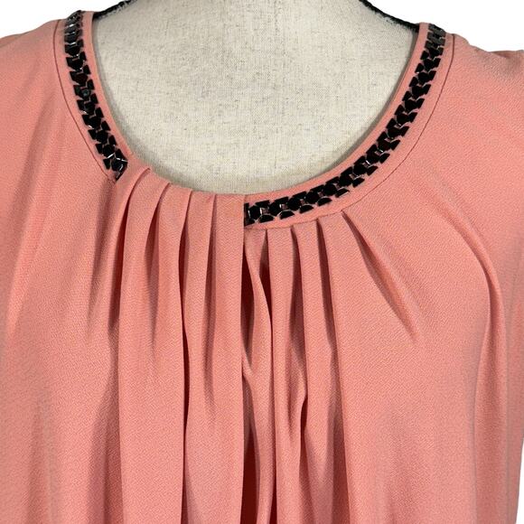 Alfani 1X-Large Top Sleeveless Stretch Hi-Low Hem Scoop Neck Embellished Coral - Picture 2 of 9